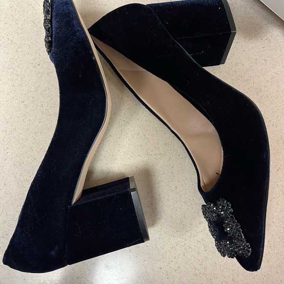 KARL LAGERFELD NAVY VELVET HEELS SZ 10/41B - Picture 4 of 7